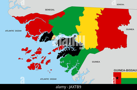 Très grande taille guinée Bissau carte politique du pays Banque D'Images