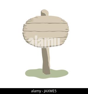 Forme ronde en bois patiné blanc enseignes vector cartoon style Illustration de Vecteur