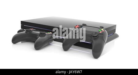 Jeux vidéo de la console de commande sur fond blanc. 3d illustration Banque D'Images