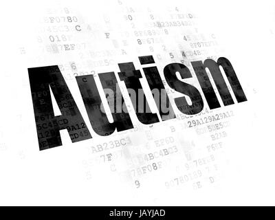 Concept de soins : texte noir pixélisé de fond numérique sur l'Autisme Banque D'Images