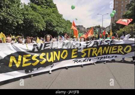 Milan, 20 mai 2017, 'Ensemble sans murs' démonstration pour l'accueil et l'intégration des peuples migrants Banque D'Images