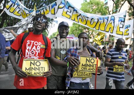Milan, 20 mai 2017, 'Ensemble sans murs' démonstration pour l'accueil et l'intégration des peuples migrants Banque D'Images