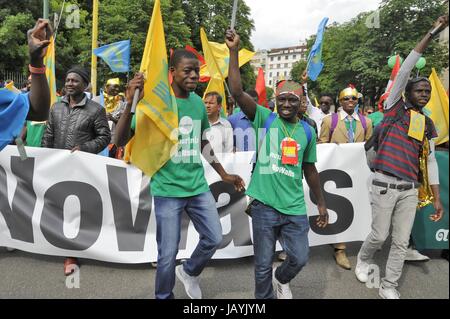 Milan, 20 mai 2017, 'Ensemble sans murs' démonstration pour l'accueil et l'intégration des peuples migrants Banque D'Images