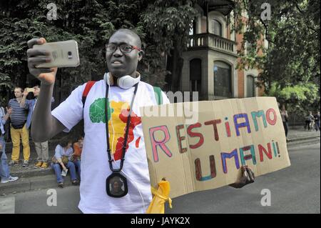 Milan, 20 mai 2017, 'Ensemble sans murs' démonstration pour l'accueil et l'intégration des peuples migrants Banque D'Images