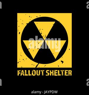 Fallout Shelter. Vintage Symbole nucléaire. Zone radioactive Sign. Vector Illustration de Vecteur