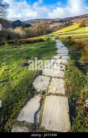 Le chemin d'Grindsbrook Kinder Scout de Edale, Peak District National Park Banque D'Images