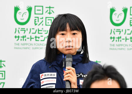 Tokyo, Japon. 8 juin, 2017. Momoko Dekijima : ski para-ski Japon Russie participe à une conférence de presse à Tokyo, au Japon . Credit : AFLO/Alamy Live News Banque D'Images