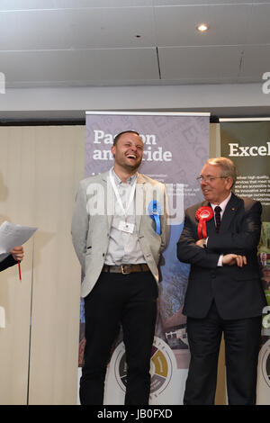 Mansfield, Nottinghamshire, Angleterre. 9 juin, 2017. Ben Bradley remporte le siège Mansfield pour les conservateurs Alan Beastall/Alamy Live News Banque D'Images