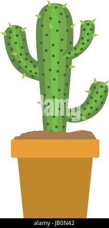 Fond blanc avec des cactus de la direction générale des trois en pot Illustration de Vecteur