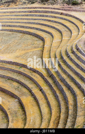 Moray, ruines Incas dans les Andes péruviennes à Cuzco au Pérou Banque D'Images