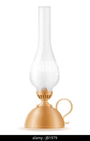 Lampe à pétrole ancienne rétro vintage stock icône vector illustration isolé sur fond blanc Illustration de Vecteur