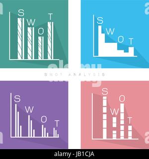 Diagramme à barres d'affaires d'une matrice d'analyse SWOT Méthode de planification structuré pour évaluer les Forces, Faiblesses, Opportunités et Menaces impliquées dans Busi Illustration de Vecteur