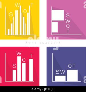 Diagramme à barres d'affaires d'une matrice d'analyse SWOT Méthode de planification structuré pour évaluer les Forces, Faiblesses, Opportunités et Menaces impliquées dans Busi Illustration de Vecteur