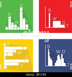 Diagramme à barres d'affaires d'une matrice d'analyse SWOT Méthode de planification structuré pour évaluer les Forces, Faiblesses, Opportunités et Menaces impliquées dans Busi Illustration de Vecteur