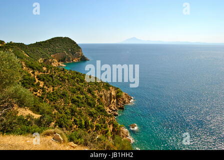 Vue sur la mer, l'île de Thassos (Thasos), Grèce Banque D'Images