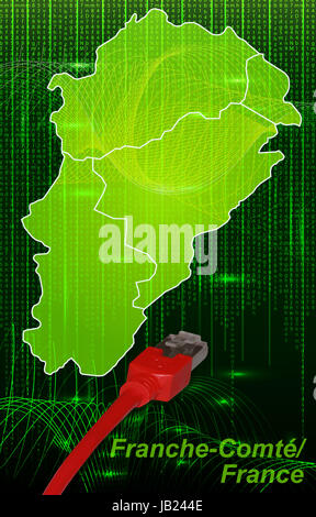 La Franche-Comté en Frankreich als dans Grenzkarte mit dem neuen Netzwerkdesign Grenzen. Durch die Gestaltung ansprechende fügt sich die Karte perfekt dans Ihr Vorhaben ein. Banque D'Images