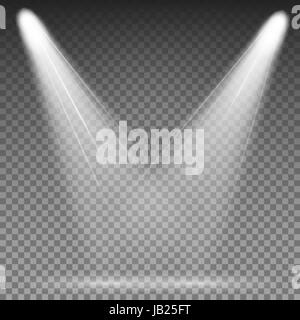 Feux de route blanc met en vecteur. Effets de lumière rougeoyante isolé sur fond transparent. Illustration de Vecteur