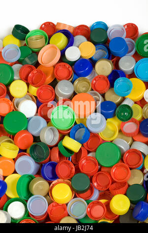 Bouchons de bouteille en plastique Colorfoul Background Banque D'Images