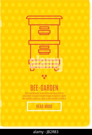 Apiculture miel produit bannière ensoleillée. Illustration de Vecteur