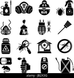 Outils de lutte contre les ravageurs, le style simple icons set Illustration de Vecteur