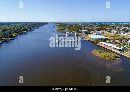 Florida Flagler Beach, Matanzas River, vue aérienne au-dessus, FL170510d09 Banque D'Images