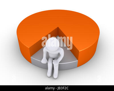 Malheureux 3d est assis sur la petite portion du graphique Banque D'Images
