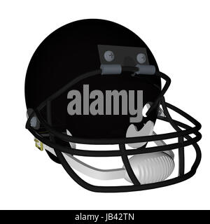 Football helmet noir sur blanc isolé, 3D render Banque D'Images