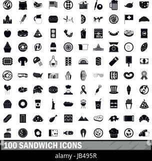 100 icons set sandwich, le style simple Illustration de Vecteur