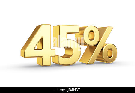 45  % symbole d'or isolated on white with clipping path Banque D'Images