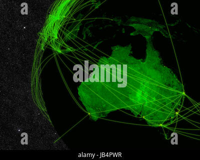 Réseau sur l'Australie. Concept de la technologie de l'information. Éléments de cette image fournie par la NASA. Banque D'Images