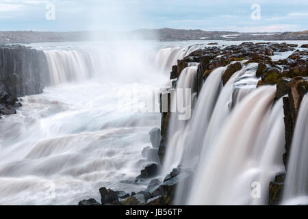 Célèbre cascade de Selfoss, le Parc National de Jokulsargljufur, Islande. Banque D'Images