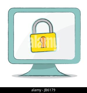 L'icône de clé sur le moniteur de l'ordinateur - vector illustration Illustration de Vecteur