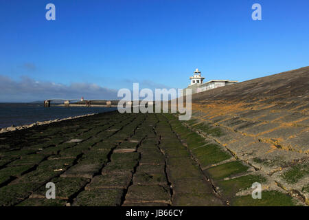 Phare à l'abandon, Western Harbour, Newhaven, Édimbourg, Écosse, Royaume-Uni Banque D'Images