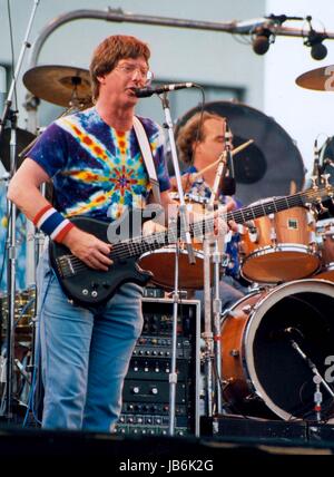 Le Grateful Dead effectuer au stade riche, Buffalo, New York 07-04-1986.Photo de Michael Brito-Globe Inc., Photos Â© 2000.K61287MBR.Phil Lesh (crédit Image : © Globe Photos/ZUMAPRESS.com) Banque D'Images