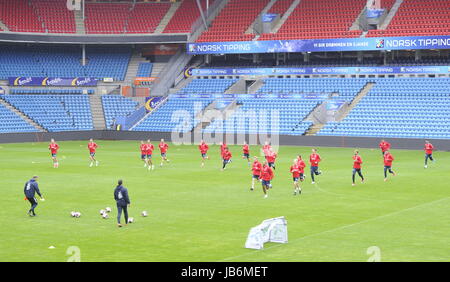 Oslo, Norvège. 09Th Juin, 2017. Représentation norvégienne les joueurs s'entraînent durant la session de formation avant la Coupe du Monde 2018 match de qualification entre la Norvège et la République tchèque à Oslo, Norvège, le 9 juin 2017. Crédit : David Svab/CTK Photo/Alamy Live News Banque D'Images