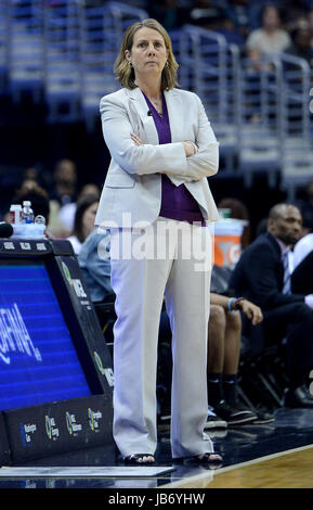 Washington, DC, USA. 9 juin, 2017. 20170609 - Minnesota Lynx entraîneur en chef CHERYL REEVE montres l'action contre les Washington Mystics dans la première moitié du Verizon Center de Washington. Credit : Chuck Myers/ZUMA/Alamy Fil Live News Banque D'Images