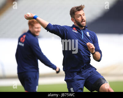 L'Angleterre Liam Plunkett au cours d'une session à filets à Edgbaston, Birmingham. Banque D'Images