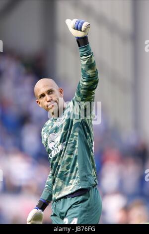 TIM HOWARD CÉLÈBRE Blackburn Rovers v Everton FC BLACKBURN EWOOD PARK ANGLETERRE 27 Août 2011 Banque D'Images