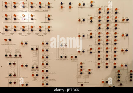 Panel de voyants sur le panneau à RAF Neatishead abri souterrain. Banque D'Images