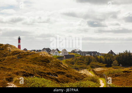 Sylt, village et phare de Hörnum Banque D'Images