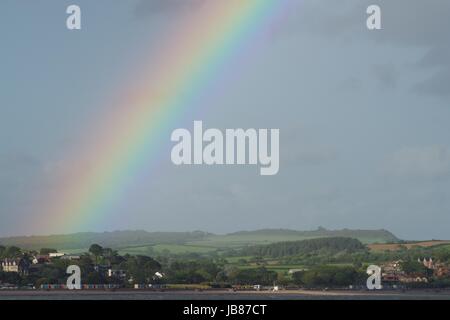 La substitution, cabines colorées. Exmouth, Devon, UK. Juin, 2017. Banque D'Images