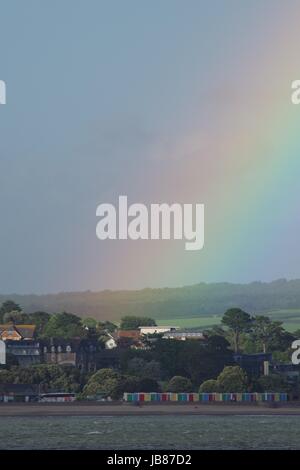 La substitution, cabines colorées. Exmouth, Devon, UK. Juin, 2017. Banque D'Images