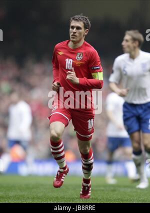 AARON RAMSEY Wales Wales & ARSENAL FC Arsenal FC MILLENIUM STADIUM Cardiff au Pays de Galles 26 Mars 2011 Banque D'Images