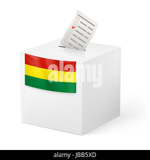 Élection en Bolivie : boîte de scrutin de vote sur fond blanc Banque D'Images