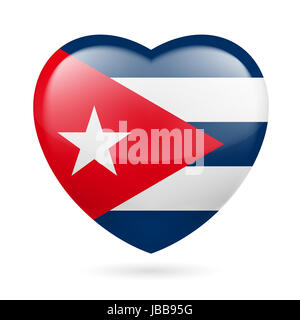 Coeur avec les couleurs du drapeau cubain. J'adore Cuba Banque D'Images