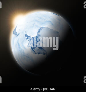 Bien au-dessus de l'Antarctique sur la planète Terre bleu isolé sur fond noir. Surface de la planète très détaillées. Éléments de cette image fournie par la NASA. Banque D'Images