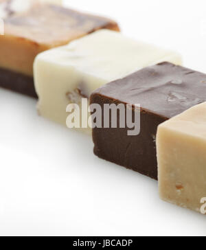 Carrés de Fudge au chocolat,Close Up Banque D'Images