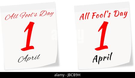 Page de calendrier avec la date de tous les Fool's Day le 1 er avril 2014 isolé sur fond blanc Banque D'Images