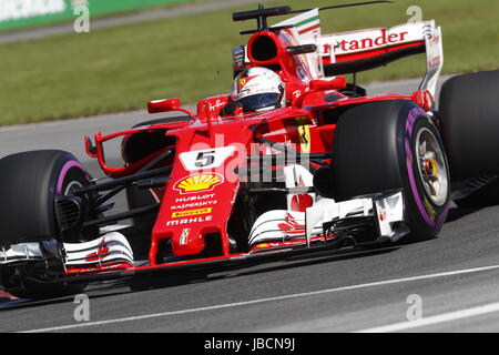 Montréal, Canada. 10 Juin, 2017. Sport Automobile : Championnat du Monde de Formule 1 de la FIA 2017, Grand Prix du Canada, # 5 Sebastian Vettel (GER, Scuderia Ferrari), 09.06.2017. Utilisation dans le monde entier | Credit : dpa/Alamy Live News Banque D'Images