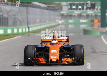 Montréal, Canada. 10 Juin, 2017. Sport Automobile : Championnat du Monde de Formule 1 de la FIA 2017, Grand Prix du Canada, # 2 Stoffel Vandoorne (BEL, McLaren Honda), 09.06.2017. Utilisation dans le monde entier | Credit : dpa/Alamy Live News Banque D'Images